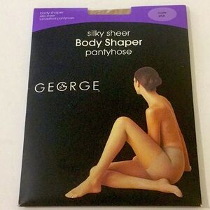 George Body Shaper Silky Sheer Sandalfoot Pantyhose Size Plus Nude